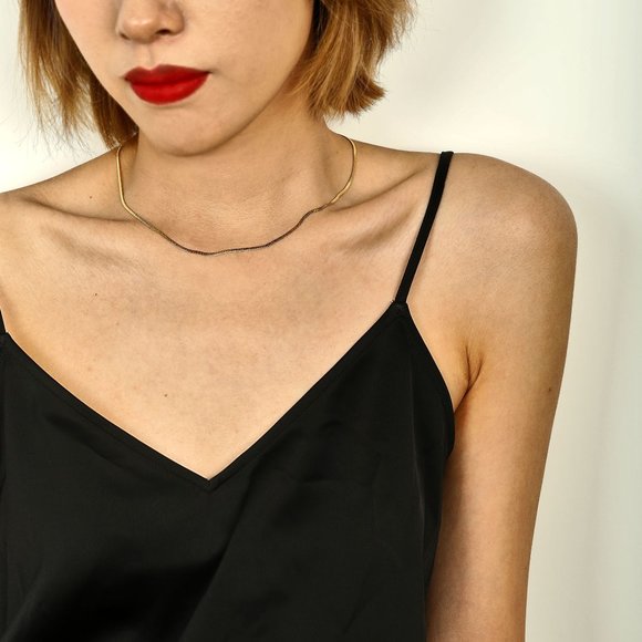 MILA Mini Snake Skin Textured Chain Necklace - Picture 3 of 10